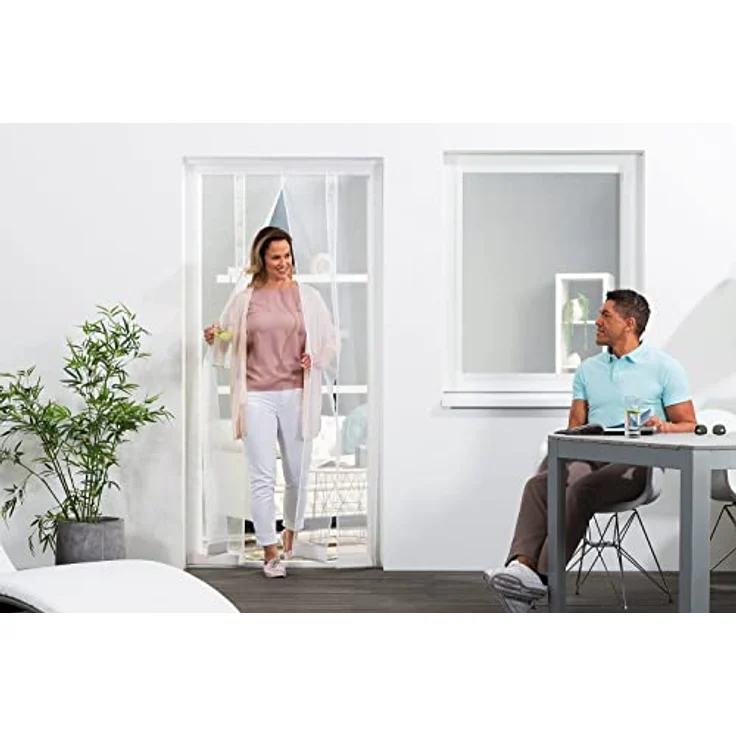 empasa Wirksamer Insektenschutz: Lamellenvorhang aus Fiberglas-Gewebe 100 x 220 cm, Fliegengitter mit 4 Lamellen in weiß oder schwarz, einfach und schnell zu montieren – Bild 1