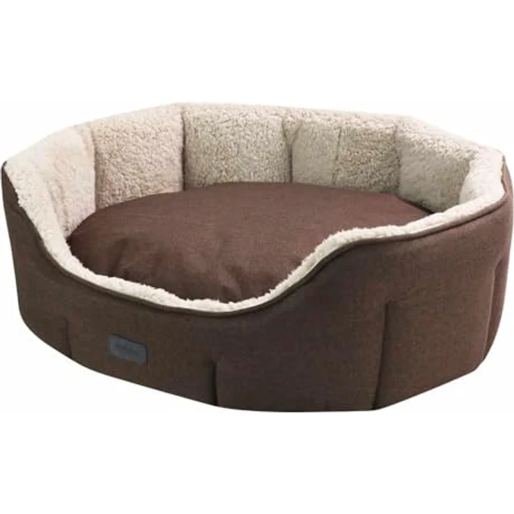 Nobby Komfort Bett oval LICA, braun, kuschelig weiches Material mit Wendekissen und Anti-Rutsch-Beschichtung, 55 x 50 x 21 cm – Bild 2
