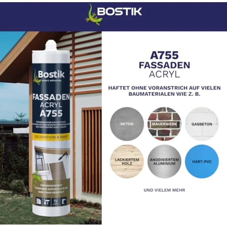 BOSTIK A755 Fassaden Acryl, Regenfeste Acryldichtung, weiß, 300ml – Bild 5