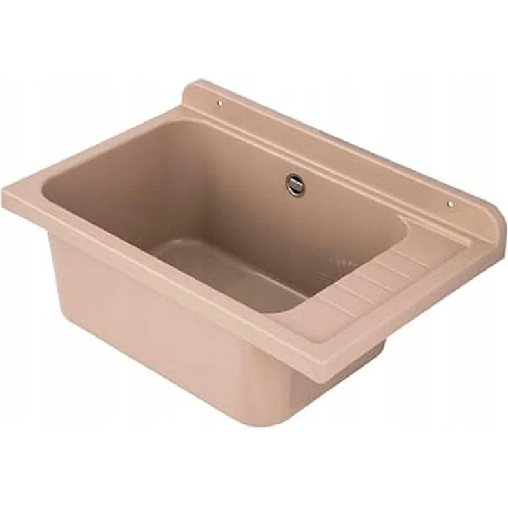 QLS Küchenspüle SELVA, Kunststoff-Spülbecken, 58x38 cm Ausgussbecken, ideal für Garten Garage Werkstatt - Preisvergleich – Bild 1