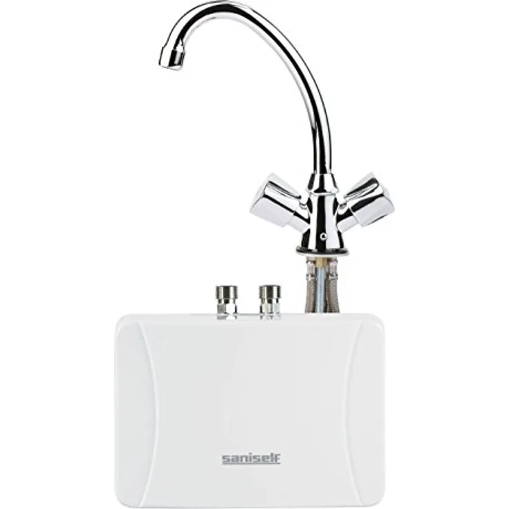 SaniSelf Kleindurchlauferhitzer KDU Hydraulisch 3,5 kW, druckloses Untertisch-Gerät mit Niederdruck-Armatur, Energieeffizienzklasse A
