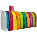banjado Amerikanischer Briefkasten Mailbox Bunte Holzlatten, original aus Mississippi USA, 22 x 17 x 51 cm, Grün