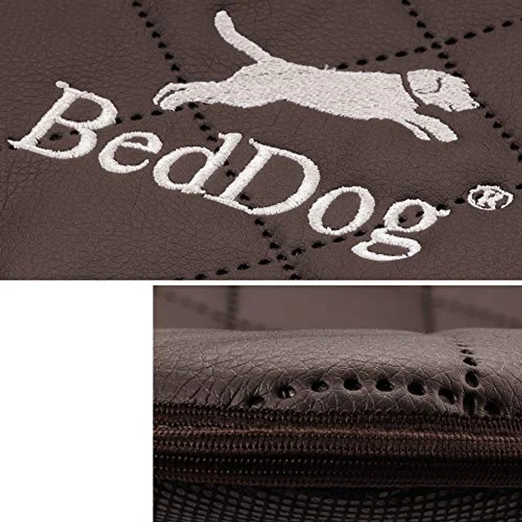 BedDog® Gesteppte Hundematte Nelly - Komfortables Hundekissen, langlebige Haustier-Unterlage aus Kunstleder, Hundebett, M (60x40cm), Mocca, braun – Bild 4