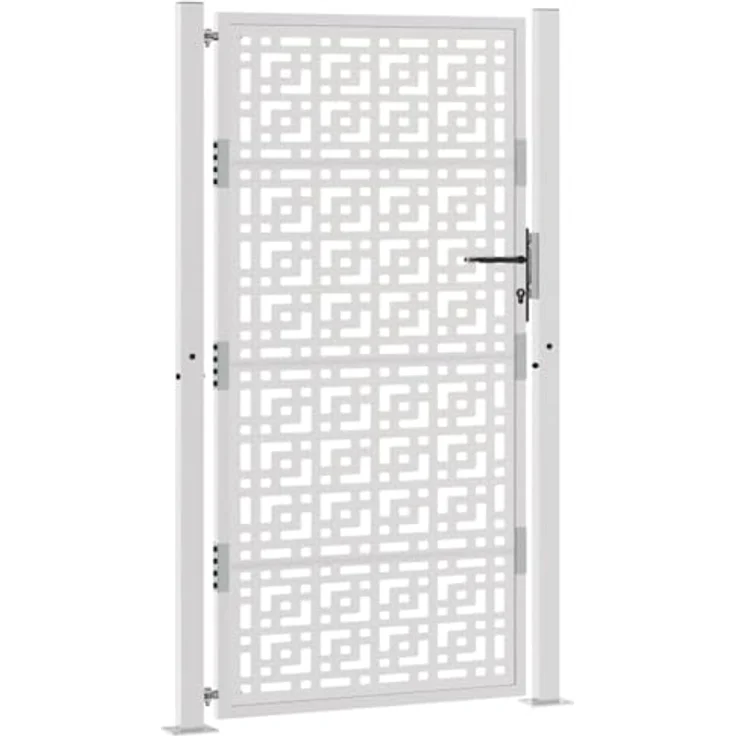 "vidaXL Gartentor 105x180 cm Wetterfester Stahl Kreuz-Design Rostig Metall Abschließb." – Bild 3