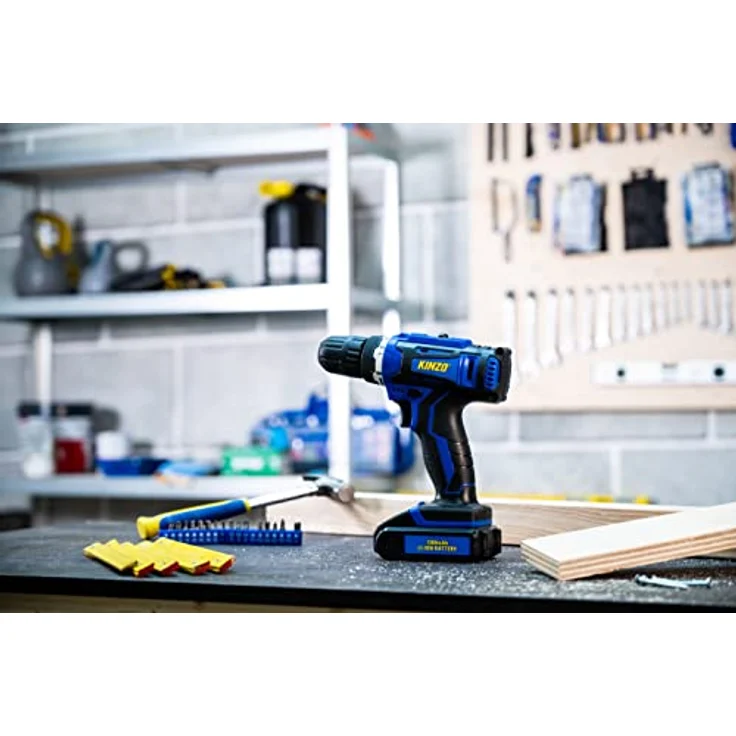 KINZO Akkuschrauber 14.4V, Akku Bohrmaschine für Holz, Metall und Kunststoff mit LED Licht, 1300mAh Li-Ion, Blau – Bild 15