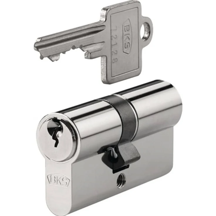 BKS Profildoppelzylinder PZ 8800 45/50 mm, Türschloss + Schließzylinder, 3 verschiedene Schlüssel, Messing vernickelt – Bild 1