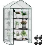 Woltu Tomatengewächshaus, BxTxH: 70 x 50 x 130,00 cm, Gewächshaus mit Rollen, Winterschutz, Spitzdach, Weiß