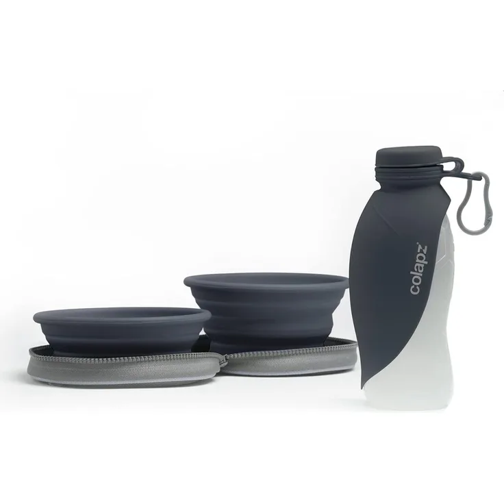 Colapz Napf-Set Zwei faltbare Hundenäpfe mit Hunde Wasserflasche für unterwegs