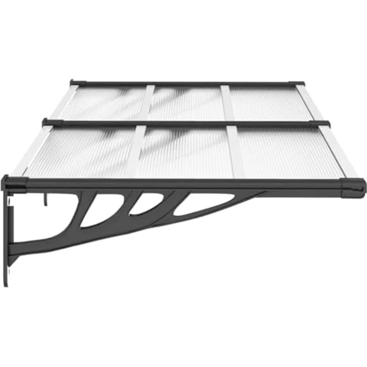 vidaXL Markise Türvordach Schwarz und Transparent 152,5x90 cm Polycarbonat (1-St) wetterfest und einfach zu montieren – Bild 6
