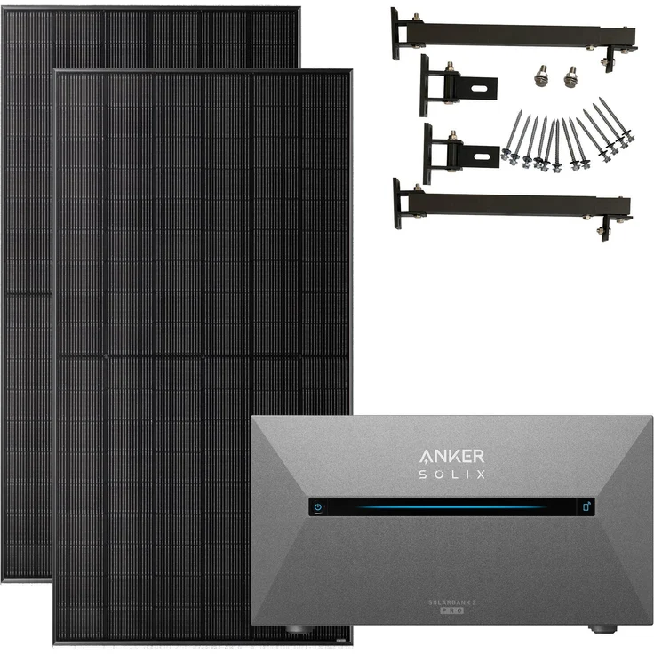 Anker SOLIX 1000W Balkonkraftwerk, 2×500W JA Solar Module, Halterung für Flachdach, 1,6 kWh erweiterbar auf 9,6 kWh