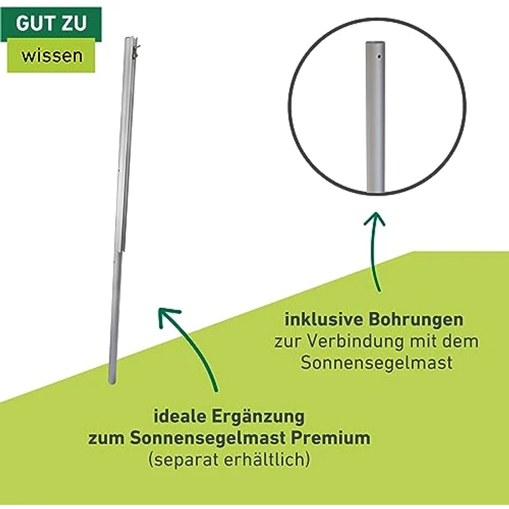 Windhager Bodenhülse Premium, Befestigung des Sonnensegelmastes Premium, Bodenplatte, Pfostenträger, frostsicher, Hülsenlänge 90 cm, 10707 – Bild 5