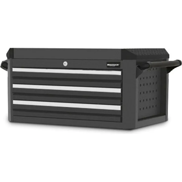 Matador Werkzeugtruhe RATIO 81630019, stabile Werkstatttruhe mit 3 Schubladen, schwarz, 100% Vollauszug, Zentralverriegelung