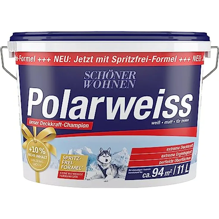 Schöner Wohnen Farbe Wandfarbe 'Polarweiß' matt, 11 l, scheuerbeständig und geruchsarm, umweltverträglich