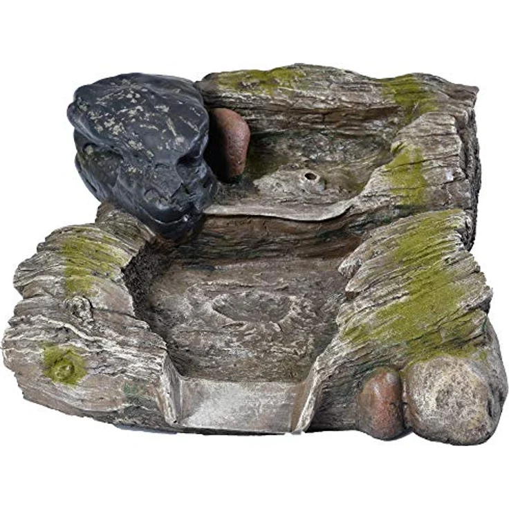 Köhko Bachlaufelement 14003Q, Holzoptik mit Moosbewuchs, Wasserfall und Wasserzulauf, L46 x B36 x T16 cm – Bild 3