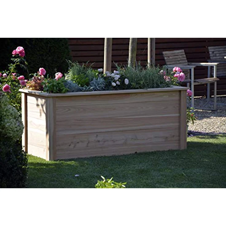 dobar® 58285FSCe Hochbeet XL Douglasie | Großes Kräuterbeet aus Holz | XL Salatbeet inklusive Pflanzfolie | Gemüsebeet für Garten/Terrasse/Balkon | Pflanzbeet zur Anzucht | 150 x 60 x 65 cm | Natur – Bild 3