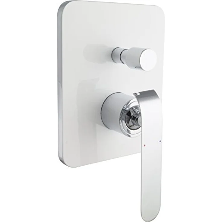 PaulGurkes Duscharmaturen Unterputz Einhandmischer, 2/3 Verbraucher Umsteller, Eckig, Weiß, mit Thermostat Select und Universal Box – Bild 1