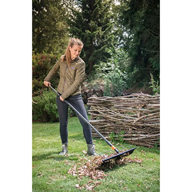 Fiskars Rasenrechen mit 35 Zinken, Werkzeugkopf, Breite: 57 cm, Gehärtete Stahlzinken, Schwarz, QuikFit, 1000656 – Bild 2