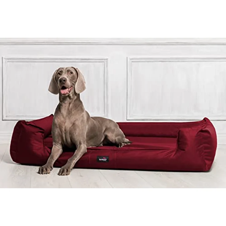 tierlando® Orthopädisches Hundebett Goofy Polyester | ~ inkl. Matratzenschoner ~ (G3 | 90 x 75 cm, 04 | Dunkelrot) – Bild 2