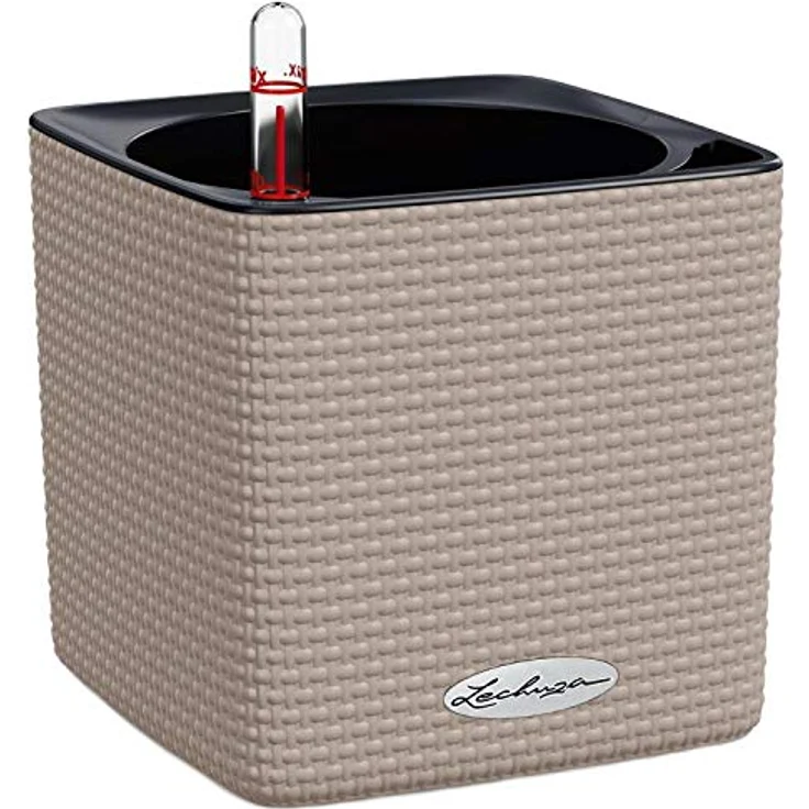 Lechuza Cube Color 16 All-in-One Set sandbraun 13488, Kräutertopf mit Docht-Bewässerungssystem, Made in Germany – Bild 1