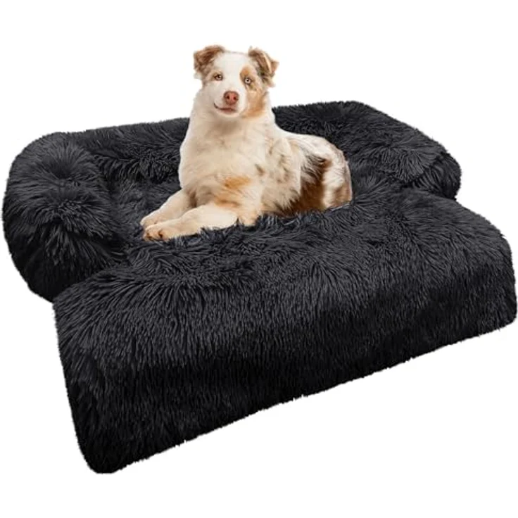 bluzelle Sofaschutz Hundebett für kleine & mittelgroße Hunde, Wasserdicht & Waschbar, Plüsch Hundesofa Schutzdecke rutschfest, Schwarz – Bild 1