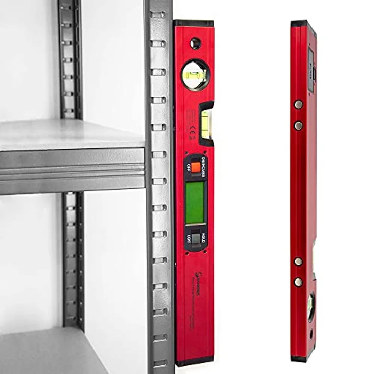 SCHMIDT security tools WW400 Digitale Wasserwaage Winkelmesser, Aluminium mit Kunststoff-Endkappen, Rot – Bild 7