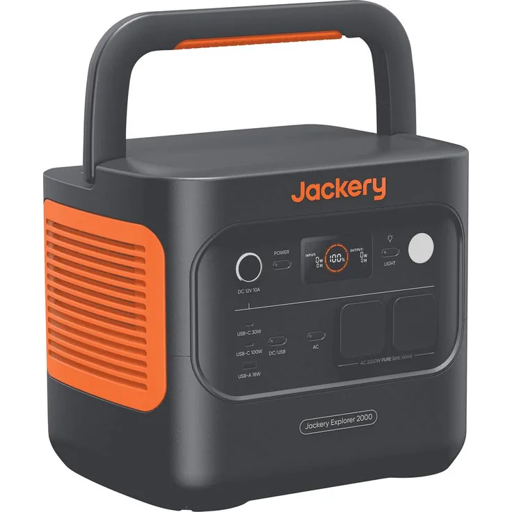 Jackery Explorer 2000 v2, Powerstation LiFePO4 mit 2042 Wh, 2200 W Ausgangsleistung, schnelles Laden in 52 Minuten, leise bei 30 dB