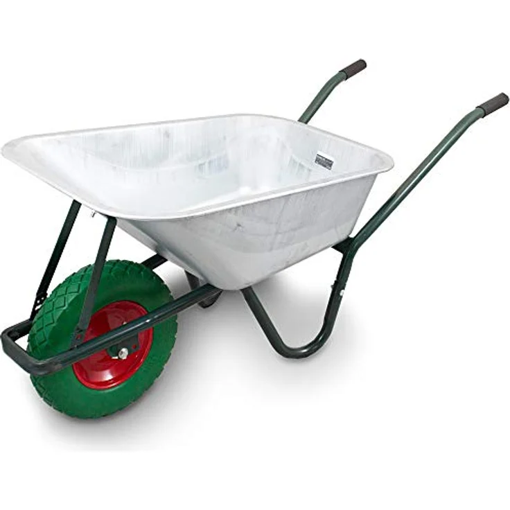 BITUXX® Schubkarre 100L / 250kg, verzinkte Schiebkarre mit PU Rad 4.80/4.00-8, grün – Bild 4