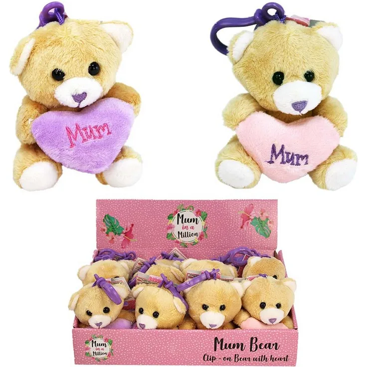 OTTO Tierkuscheltier Muttertagsgeschenk Teddy mit Herz "Mum" als Bagclip, lila & rosa