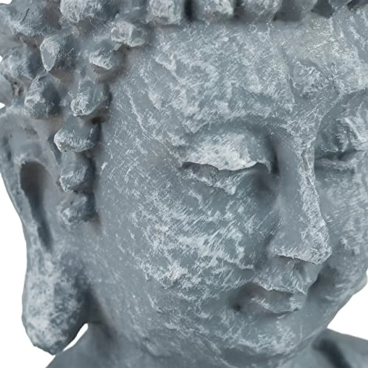 Relaxdays Buddha Figur sitzend, 30 cm, Gartenfigur, Dekofigur Wohnzimmer, Keramik, wetterfest, frostsicher, hellgrau – Bild 8