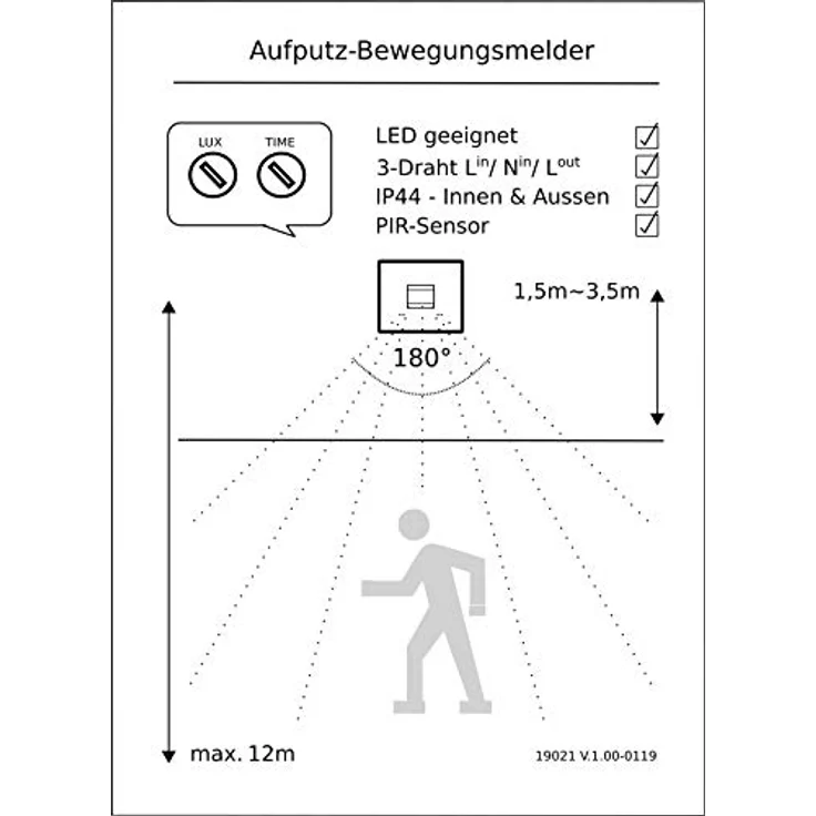 ChiliTec Bewegungsmelder 2 180 weiß 3-Draht 1000W – Bild 2