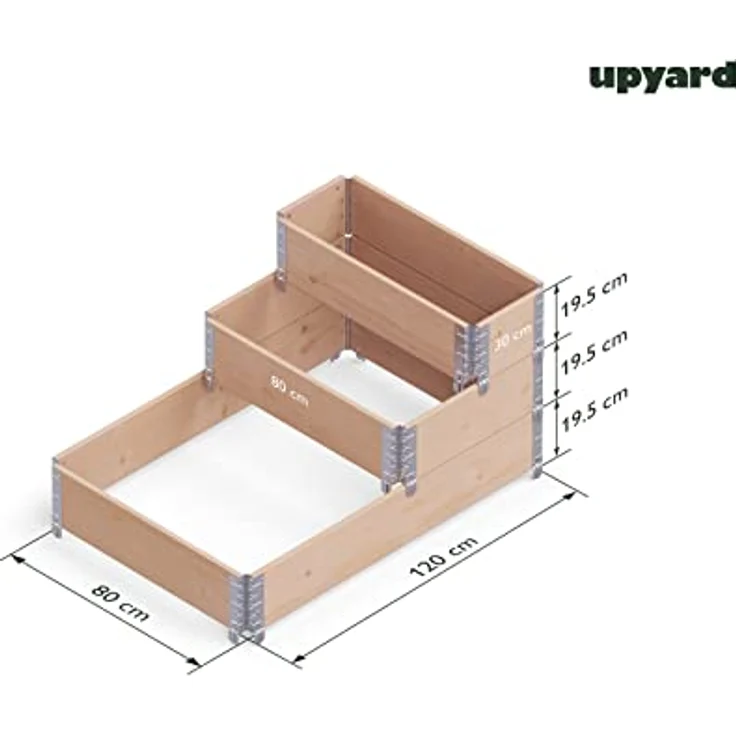 Upyard Stepped Bed - modernes Hochbeet aus Paletten - modulares, mehrstufiges Hochbeet aus Naturholz für Garten und Terrasse, 120x80x58,5, Braun – Bild 2