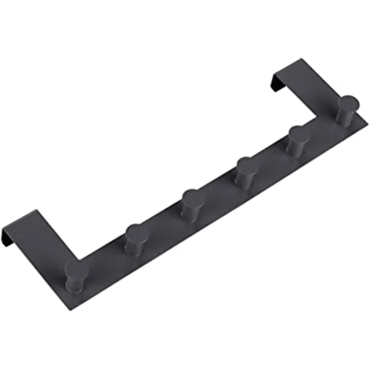 WENKO Türgarderobe Celano, Hakenleiste mit 6 Haken aus lackiertem Stahl für Türfalzstärken bis 2 cm, schwere Qualität, 39 x 11 x 5,5 cm, Schwarz – Bild 5