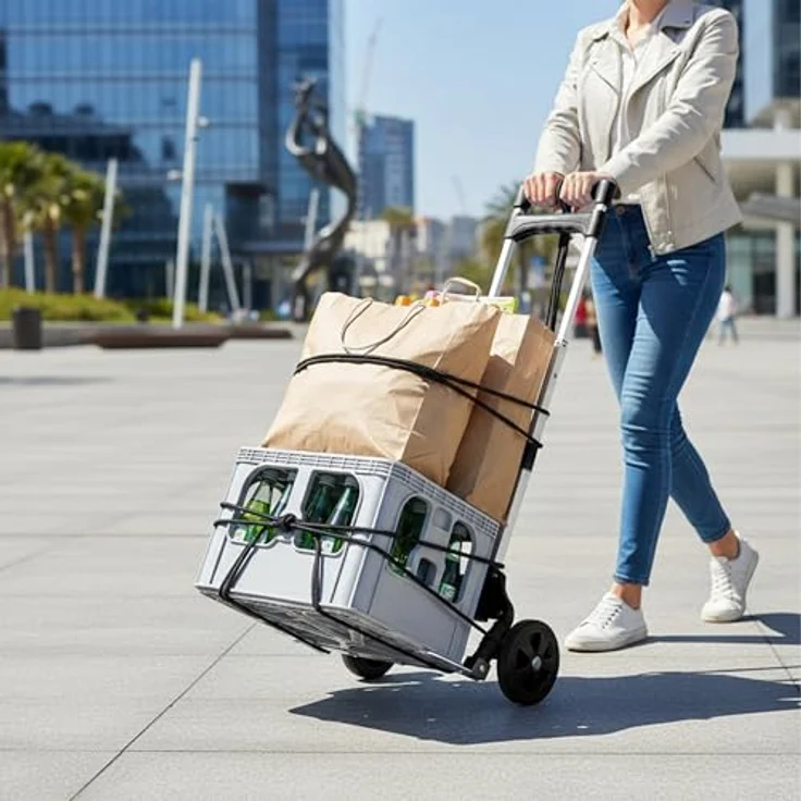 relaxdays Klappbare Sackkarre, Tragkraft bis 70 kg, Schwarz mit ergonomischem Teleskopgriff und Antirutschfläche – Bild 2