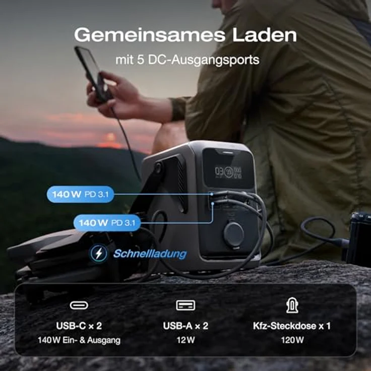 EcoFlow TRAIL 300 DC, Tragbare Powerstation mit 288 Wh LiFePO4-Batterie, 45 W Solarpanel, Schnellladung und 5 Ausgängen – Bild 4