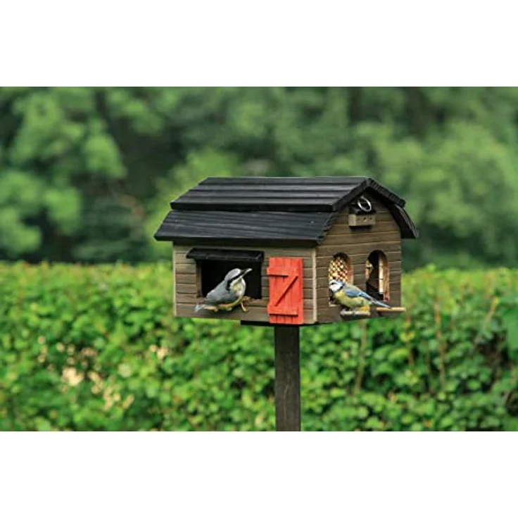 WILDLIFEGARDEN WG220 Futterscheune Braun - Vogelfutterhaus aus Holz mit 4 Futterstationen – Bild 5