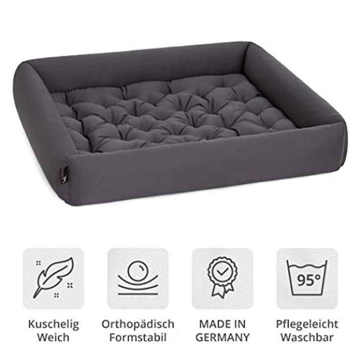 Pointer | Hundebett mit Hundekissen - orthopädisch, waschbar, bequem (XXL - 100x90 cm, Anthrazit) – Bild 2