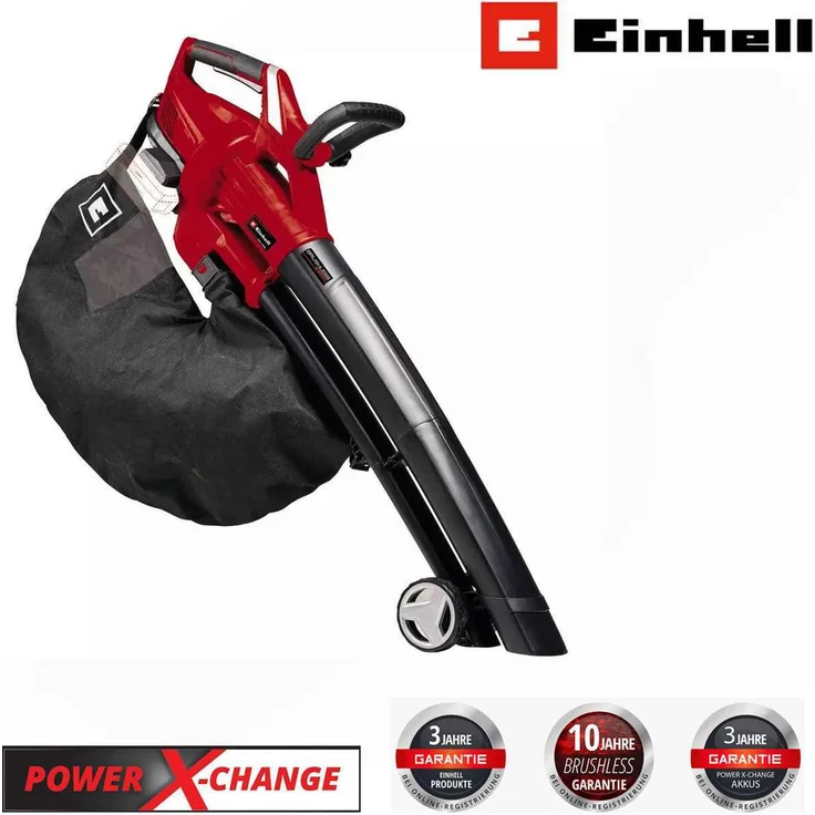 Einhell Akku-Laubsauger Laubbläser GE-CL 36 Li E-Solo, 2 x 18V, Power X-Change, bürstenloser Motor, 45 l-Fangsack, Tragegurt, ohne Ladegerät