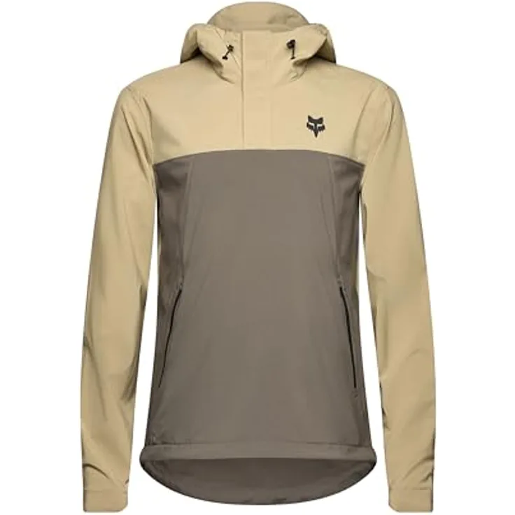 Fox Ranger Wind Pullover, Herren Velojacke, winddicht, helmtaugliche Kapuze, beige, Größe M
