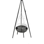 Schwenk-Grill mit Feuerschale, Dreibein Holzkohlegrill, Höhe ca. 150 cm, Grillfläche und Feuerschale je Ø ca. 52 cm