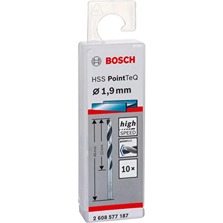 Bosch Professional 10 Stück HSS Spiralbohrer PointTeQ (für Metall, 1,9 x 22 x 46 mm, Zubehör Bohrschrauber) – Bild 3