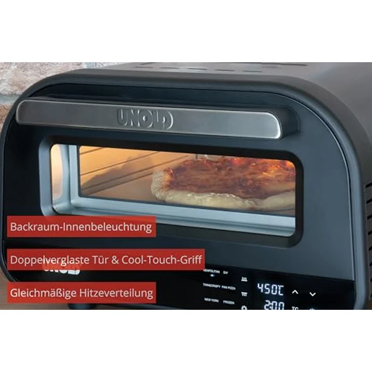 Unold Pizzaofen Don Luigi 68815, Elektrischer Pizzaofen mit 1700 W und hitzebeständiger Glasfaser-Türdichtung - Preisvergleich – Bild 3