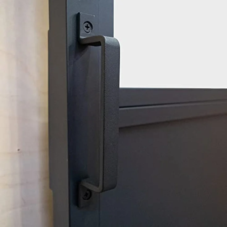 inova Glasschiebetür Komplettset 900x2150mm aus Stahl in schwarz mit Glaseinsatz, Industrie Style, Softclose & einfache Montage – Bild 4