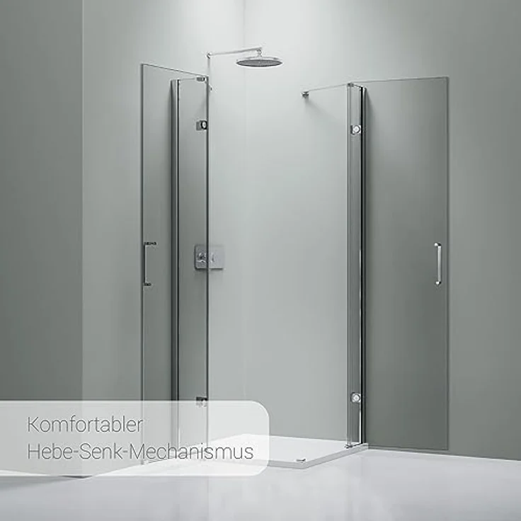 NEXTREND Eckdusche NT407, 8 mm Nano Klarglas, zwei Drehtüren nach außen, Breite wählbar, Türanschlag rechts und links 90 cm – Bild 3