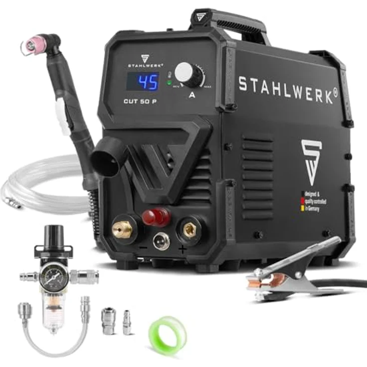 STAHLWERK CUT 50 P, Plasmaschneider mit 45 Ampere und 15 mm Schneidleistung, inkl. Profi-Zubehörset – Bild 1