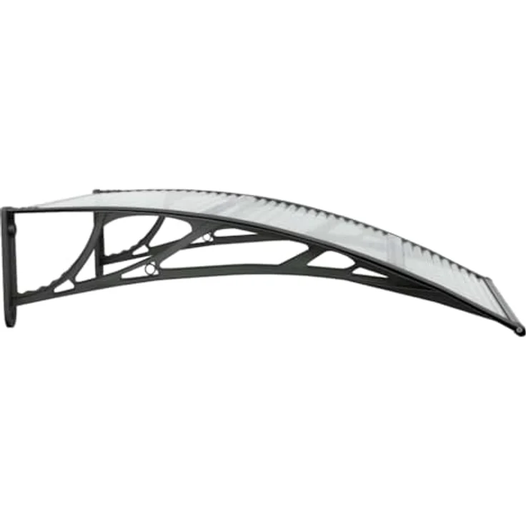 vidaXL Markise Türvordach Schwarz und Transparent 100x75 cm Polycarbonat (1-St) - Wetterfest, stabiler Rahmen, einfache Montage - Preisvergleich – Bild 7