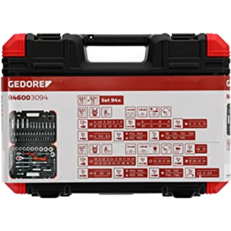 Gedore Bit- und Steckschlüsselset red, 94-teilig, 1/4" + 1/2" mit 2K-Umschaltknarre und umfassendem Zubehör – Bild 5