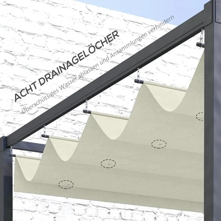 Outsunny Pavillon-Ersatzdach für 2,85 x 2 m Pergola, wasserabweisend mit Regenabflusslöchern, UV-Schutz 30+, cremeweiß – Bild 4