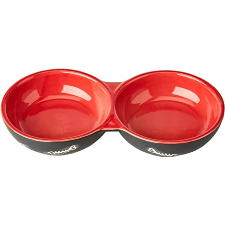 Nobby Katzen Keramik Doppelnapf "CAT" schwarz / rot 22 x 11,5 x 3,5 cm – Bild 2