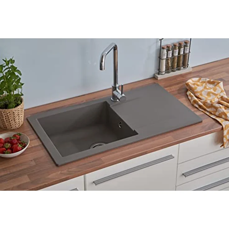 Respekta Denver Mineralite Einbauspüle mit 1 Becken, 78 x 44 cm, betongrau – Bild 5