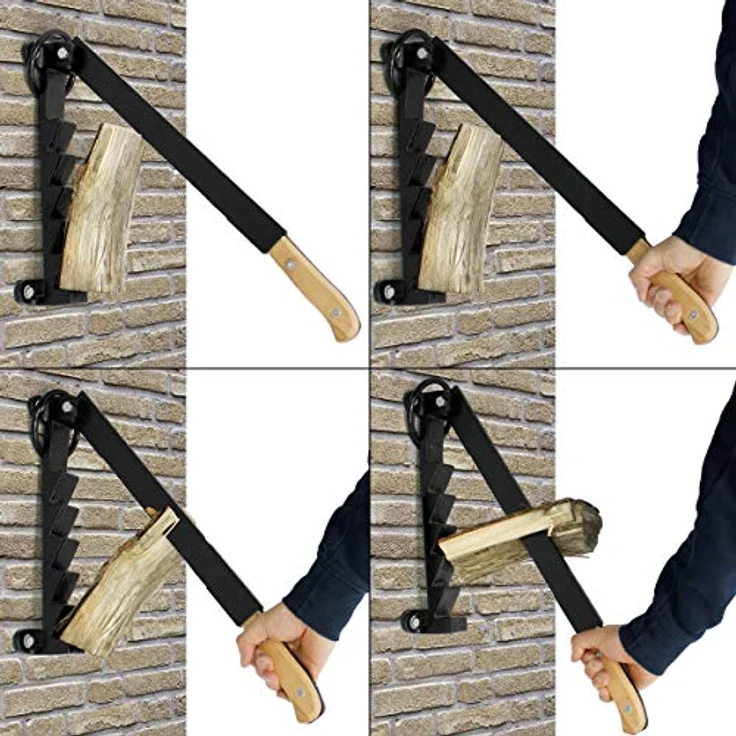 ECD Germany Holzspalter Handholzspalter aus Gusseisen, Werkzeug für Outdoor, schwarz, Wandmontage, Spanmesser Anzündspalter – Bild 4